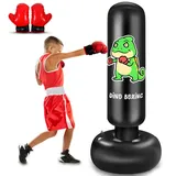 Boxsack Kinder, 165cm Aufblasbarer Standboxsack, Boxsack Stehend Kinder mit Boxhandschuhen, Geschenk für Jungen und Mädchen 3-12 Jahre für Karate, Taekwondo, MMA (Dinosaurier)