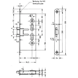 BEVER Feuerschutzschloss 1009P PZ 24/65/72/9mm Einsteckschloss