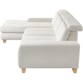 Set One by Musterring Ecksofa »SO 3400 Sitzhöhe 47cm oder 49cm, Sitztiefe verstellbar, B/T: 307/195cm« whlw. mit Funktion, Kaltschaum, in Cord, rose, Sitzhöhe 47