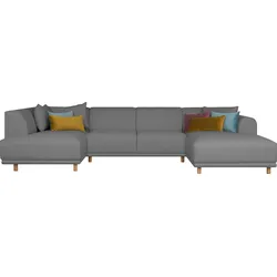 Wohnlandschaft ANDAS "Maroon U-Form", grau, B:358cm H:82cm T:192cm, Struktur grob ( 100% POLYPROPYLEN, Struktur fein ( 100% Polyester), Struktur (100% Polyester), Sofas, in skandinavischem Design, mit losen Kissen