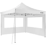 tectake® Alu Pavillon 3x3, Faltpavillon klappbar, wasserdicht, Partyzelt mit 2 Seitenwänden, inkl. Spannseile, Heringe und Tasche, Überdachung Balkon, Terrasse, Garten Pavillion - weiß