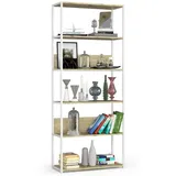 Akord Bücherregal 80 x 32 x 192 cm Weiß/Eiche Artisan