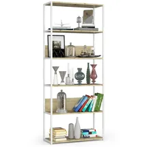Akord Bücherregal 80 x 32 x 192 cm Weiß/Eiche Artisan