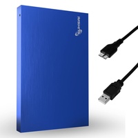 SUHSAI Externe Festplatte, 320 GB, ultradünn, tragbar, Backup-HDD mit USB 3.0-Kabel, kompatibel mit Mac, Desktop-Spielen, Windows – Speichererweiterung, Chromebook, Desktop (blau)