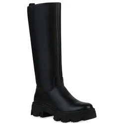 Damen Plateaustiefel in Schwarz