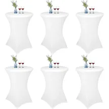luxuskollektion 3er-Set Weiße Stretch Tischhussen Ø 60-65 cm