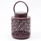 MARELIDA LED Laterne Solar Laterne Fächer Gingko Muster Garten Solarlampe Terrasse Balkon, LED Classic, warmweiß (2100K bis 3000K) lila