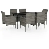 VidaXL 7-tlg. Garten-Essgruppe mit Kissen Grau und Schwarz