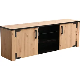 INOSIGN Lazio Lowboard 168 cm Schwarz Glas/Spanplatte/Holzwerkstoff
