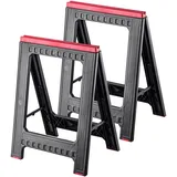 KADAX 2er Set Sägebock für Werkstatt, 58x41,5x77cm Klappbock aus Kunststoff, Gerüstbock mit Maßstab, klappbarer Unterstellbock, Stützbock für Arbeiten (e/schwarz)
