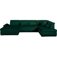 Lisa Design VERMONT, Panorama-Ecksofa in U-Form, XXL, aus Velours, rechts , Grün - Grün