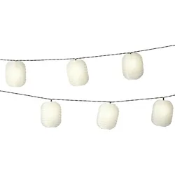 Kaemingk LED Solar Lichterkette 10 weiße Lampions Garten Balkon Terrasse Lampionkette