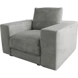 KAWOLA Sessel MADELINE Cord 72 x 80 x 90 cm Grau mit Kissen und Rollen