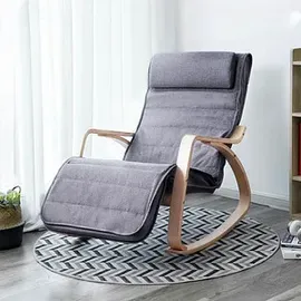 Songmics Schaukelstuhl grau mit verstellbarer Fußstütze 1 St. ergonomisch