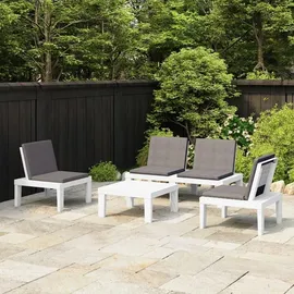 vidaXL Garten-Lounge-Set 4-tlg. Kunststoff weiß