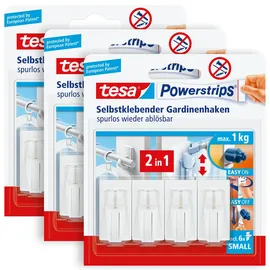Tesa Powerstrips Vario-Gardinenhaken 3er Pack Weiß Inhalt: 12St.