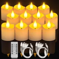 Yme 12er Set Teelichter LED Aufladbar mit Fernbedienung H/D: 5.8x3.8 cm
