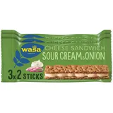 Wasa Knäckebrot Sandwich Sour Cream & Onion Mulitpack (8x 99g je 3x33g) | Knäckebrot-Sandwich mit veganer Sauerrahm-Zwiebel-Füllung, perfekt für unterwegs