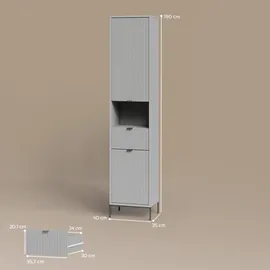 livinity Aterno Badschrank 40 x 190 cm Grau MDF/Spanplatte