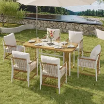 gl store Gartenmöbel-Set 7-tlg. Beige/Naturfarbe
