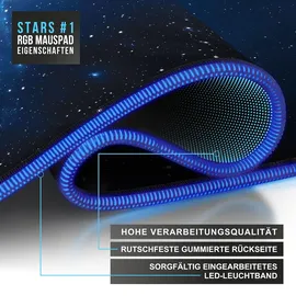 CSL RGB Gaming Mauspad, Gaming Mauspad - 800 x 300 mm XL Mousepad - LED Multi Color, Stars