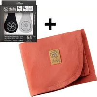 Cloby Bundle aus Leather Clips + Cloby Sun Protection Blanket, Cloby Farben:Spicy Ginger, Cloby Clip:Black/Grey Reflective