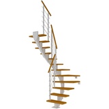 DOLLE Mittelholmtreppe Frankfurt (Breite: 65 cm, 1/2-gewendelt, Verkehrsweiß, Farbe Stufen: Eiche, Natur, Geschosshöhe: 222 – 258 cm)