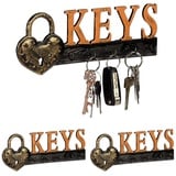 relaxdays Schlüsselbrett 3 x Schlüsselbrett Keys orange|schwarz