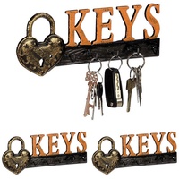 relaxdays Schlüsselbrett 3 x Schlüsselbrett Keys orange|schwarz