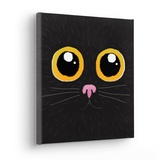 KOMAR Keilrahmenbild im Echtholzrahmen - Black Cat - Größe 30 x 30 cm - Wandbild, Kunstdruck, Wanddekoration, Design, Wohnzimmer, Schlafzimmer