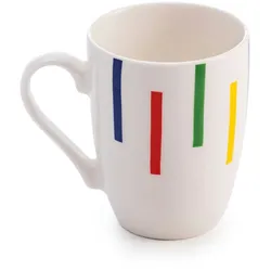 Benetton 11 cm große Porzellantasse mit bezauberndem, farbenfrohem Streifendesign
