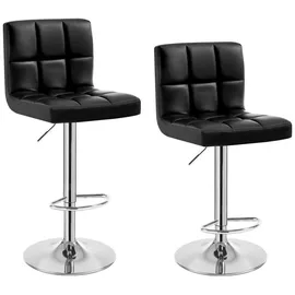 Woltu Barhocker 2er Set, Tresenhocker Barstuhl mit Rückenlehne, Bistrohocker Drehbar, Höhenverstellbar, Aus Kunstleder Schwarz