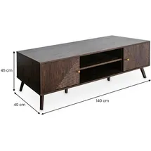 Idimex Livia Lowboard 140 cm Dunkelbraun Metall/MDF