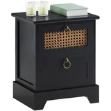 CARO-Möbel Nachttisch, schwarz Holz Paulownia, Vintage, 35x43x29 cm, Schlafzimmer, Nachttische