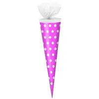 Verpackungsmittel GmbH Markneukirchen Schultüte Schultüte / Zuckertüte / 50cm / rund / Farbe: pink mit weiße Punkte