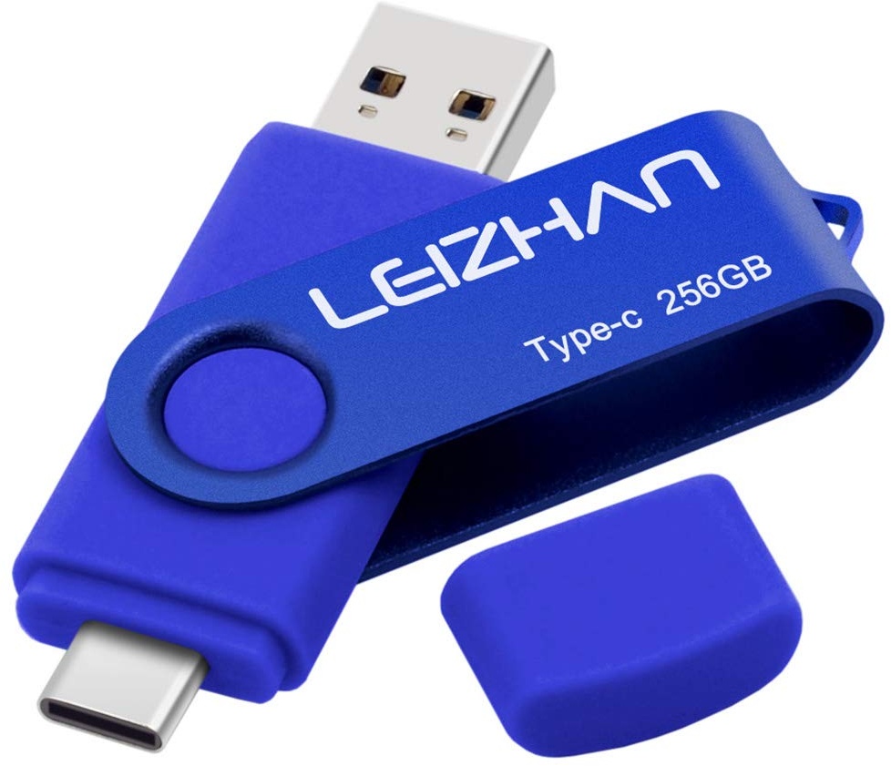 leizhan USB Stick Type C Memory Stick 256GB Flash Drive OTG(On The Go) 2 in 1 USB C Speicherstic for Type-C Smart Phone and MacBook (256GB, Blau)