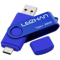 LEIZHAN USB Stick Type C Memory Stick 256GB Flash Drive OTG(On The Go) 2 in 1 USB C Speicherstic for Type-C Smart Phone and MacBook (256GB, Blau)