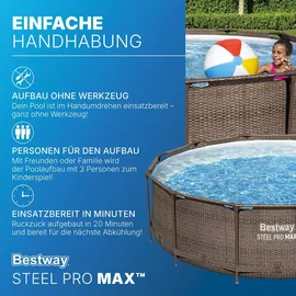 BESTWAY Steel Pro Max Frame Pool Set 366 x 100 cm rattanoptik