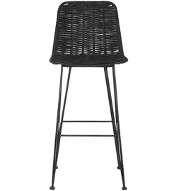 Beliani Barhocker 2er Set Rattan Schwarz