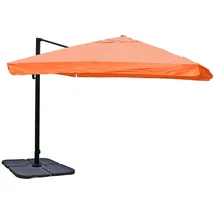 Mendler Ampelschirm HWC-A96, Sonnenschirm Gastronomie 3x3m (Ø4,24m) Polyester/Alu 23kg ~ Flap, terracotta mit Ständer, drehbar