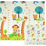 CCLIFE Krabbelmatte Spielmatte Baby Schadstofffrei 196x176x1cm Faltbar Spielunterlage Spielteppich Groß Rutschfest Beidseitig Tragbar Wasserdicht ... - Bunt