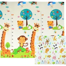 CCLIFE Krabbelmatte Spielmatte Baby Schadstofffrei 196x176x1cm Faltbar Spielunterlage Spielteppich Groß Rutschfest Beidseitig Tragbar Wasserdicht ... - Bunt