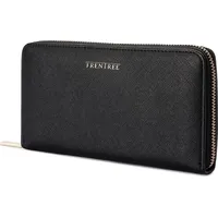 Frentree Frentree® Clutch Geldbörse Damen - Portemonnaie Damen 100% veganes Leder mit 16 Kartenfächern und Smartphonefach Herbst- und Winterfarben - Rabenschwarz