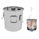 Biowin Gasherd-Räucherofen, Smoker, Räucherofen im Topf 18 L, Grau, für Gasherde, Räuchern von Fleisch und Fisch, bis zu 5 kg