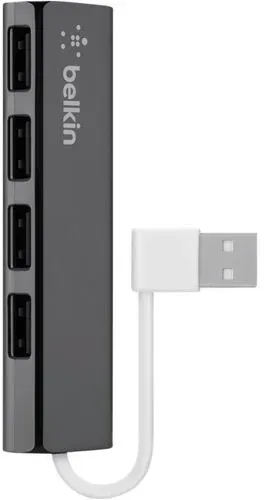 Belkin ultraflacher 4-Port Slim Travel-Hub passiv schw. F4U042BT