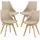 [en.casa] Esszimmerstuhl Fläten Kunstleder beige 4er Set