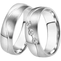 Trauring DOOSTI "Schmuck Geschenk Edelstahl Trauring Ehering Partnerring LIEBE" Gr. 54, silber (edelstahlfarben), Fingerringe, Damen, 54, ohne Zirkonia, Edelstahl, 6mm, Trauring, Made in Germany - wahlweise mit oder ohne Zirkonia