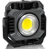 60W LED Tragbares Multi Professional Baustrahler, 10000mAh Akku Magnetisches LED Baustrahler, IP66 Wasserdichtes Akku LED Arbeitsstrahler für Notfall, Reparatur, Camping (grau schwarz)