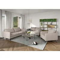 S-Style Möbel Polstergarnitur 3+2+1 Azalea mit Schwarz Metall Füßen aus Luxusmikrofaser, (1x 3-Sitzer-Sofa, 1x 2-Sitzer-Sofa, 1x Sessel), mit Wellenfederung beige