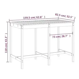 vidaXL Gartentisch 159,5 x 82,5 x 110 cm Weiß